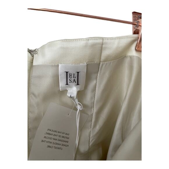 Helsa Mini Dress Heavy Satin Strapless Ruched Bust Bridal Wedding Hoco Party L - Picture 11 of 14